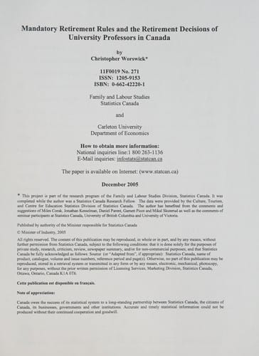 Mandatory retirement rules and the retirement decisions of university professors in Canada