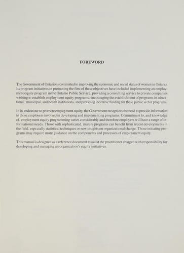 Achieving employment equity