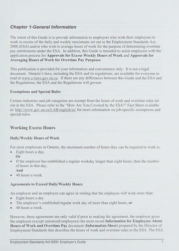 Employment Standards Act, 2000