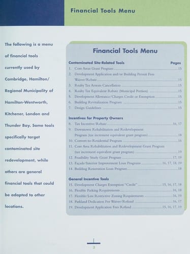 Municipal financial tools for planning and development