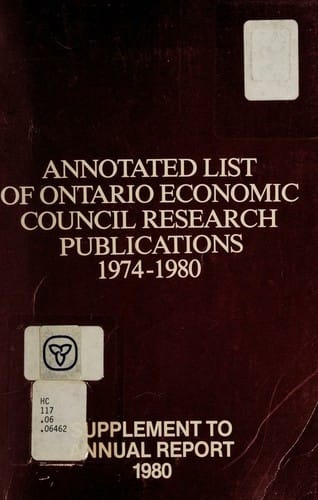 Annotated list of Ontario Economic Council research publications, 1974-1980