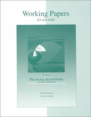 Working Papers for Use With Financial Accounting