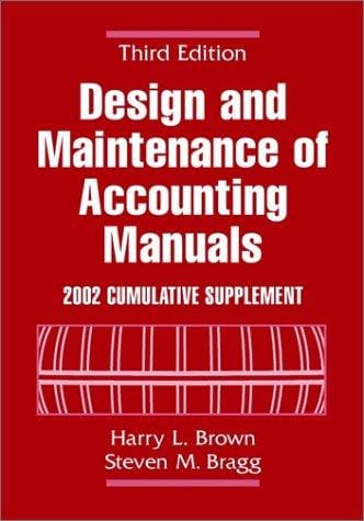 Design and Maintenance of Accounting Manuals 2002 Cumulative Supplement