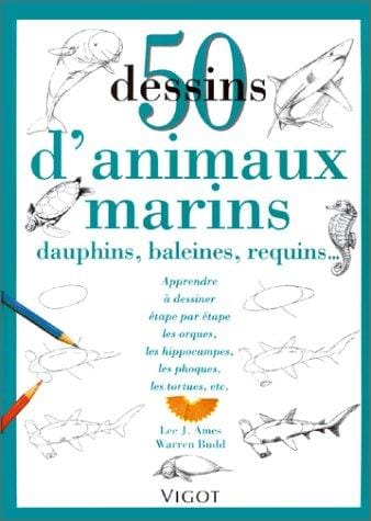 50 dessins d'animaux marins, dauphins, baleines, requins--