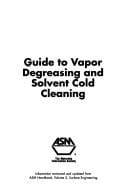 Guide to vapor degreasing and solvent cold cleaning