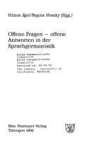 Offene Fragen, offene Antworten in der Sprachgermanistik