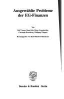 Ausgewählte Probleme der EG-Finanzen