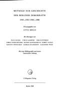 Beiträge zur Geschichte der Berliner Demokratie, 1919-1933/1945-1985