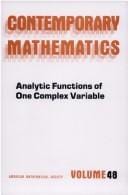 Analytic functions of one complex variable