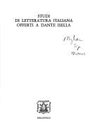 Studi di letteratura italiana offerti a Dante Isella