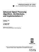 Advanced signal processing algorithms, architectures, and implementations X