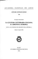 La cultura letteraria italiana e l'identità europea
