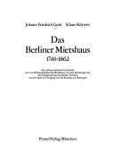 Das Berliner Mietshaus 1740-1862