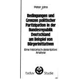 Bedingungen und Grenzen politischer Partizipation in der Bundesrepublik Deutschland am Beispiel von Bürgerinitiativen