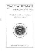 Walt Whitman - the measure of his song