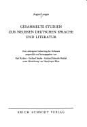 Gesammelte Studien zur neueren deutschen Sprache und Literatur