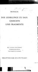 Die Lehrlinge zu Sais Gedichte und Fragmente