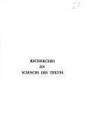 Recherches en sciences des textes