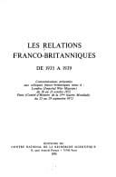 Les Relations franco-britanniques de 1935 à 1939