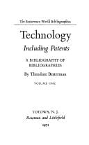 Technology, including patents; a bibliography of bibliographies
