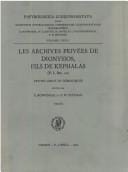 Les Archives privées de Dionysios, fils de Kephalas
