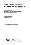 Analysis of one complex variable