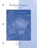 Working Papers for use with Fundamental Managerial Accounting Concepts