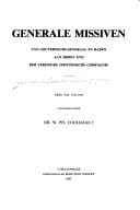 Generale missiven van gouverneurs-generaal en raden aan Heren XVII der Verenigde Oostindische Compagnie