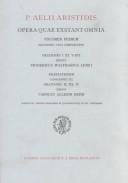 P. Aelii Aristidis Opera quae exstant omnia