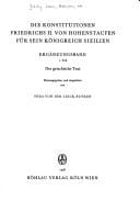 Die Konstitutionen Friedrichs II. von Hohenstaufen für sein Königreich Sizilien