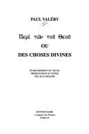 Peri tōn tou Theou, ou, Des choses divines