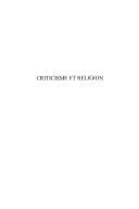 Criticisme et religion
