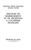 Discours de remerciement et de réception à l'Académie française