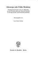 Alteuropa oder Frühe Moderne