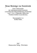 Neue Beiträge zur Semitistik