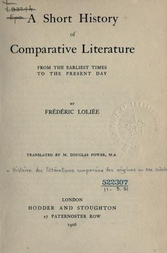 Histoire des littératures comparées.