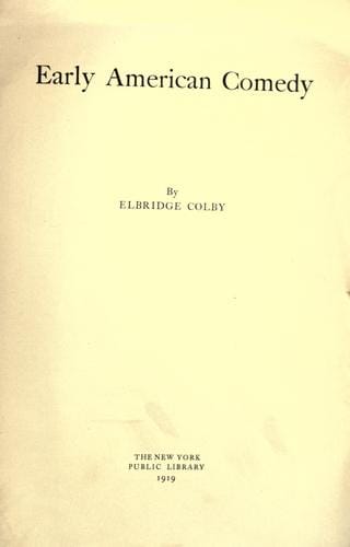 Early American comedy