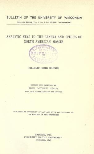 Analytic keys to the genera and species of North American mosses