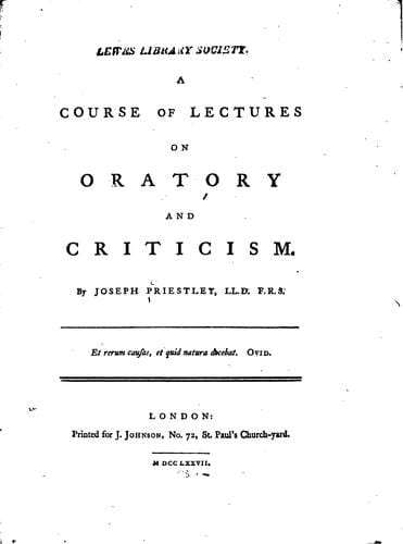 A course of lectures on oratory and criticism, 1777