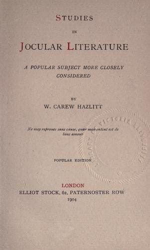 Studies in jocular literature