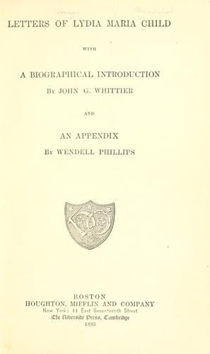 Letters of Lydia Maria Child