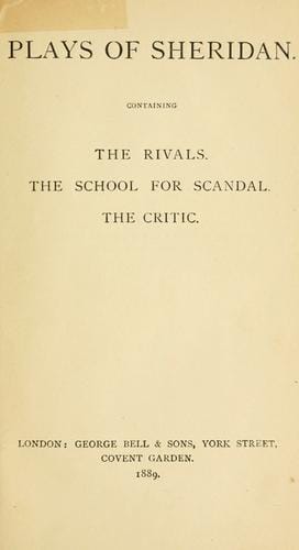 The Rivals / The School for Scandal / The Critic