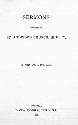 Sermons preached in St. Andrew's Church, Quebec