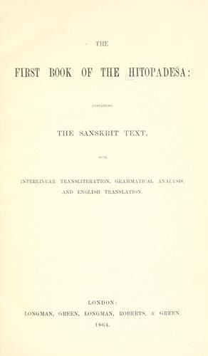 The first-fourth books of the Hitopadésa