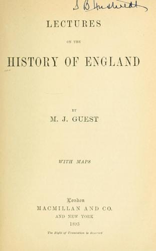 Lectures on the history of England