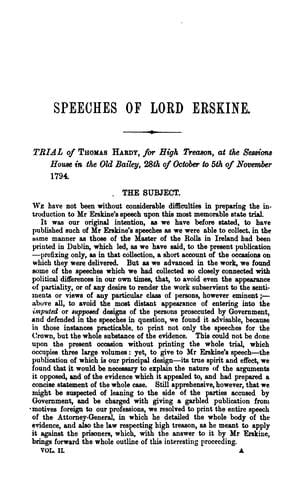 Speeches of Thomas Lord Erskine