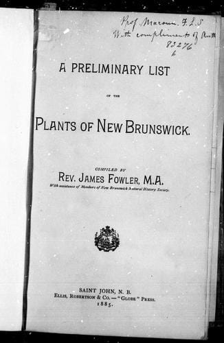 A preliminary list of the plants of New Brunswick