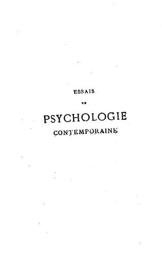 Essais de psychologie contemporaine