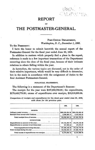 Annual Reports. Report of the Postmaster-General. Miscellaneous Reports