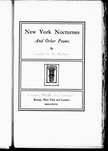 New York nocturnes and other poems